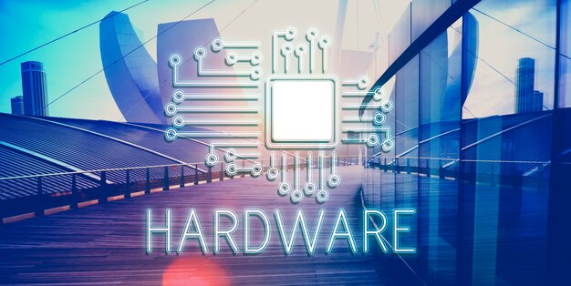 Concetto di rete di innovazione del processore del circuito tecnologico