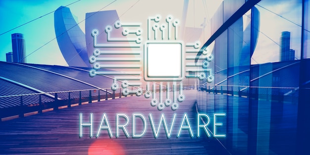 Concetto di rete di innovazione del processore del circuito tecnologico