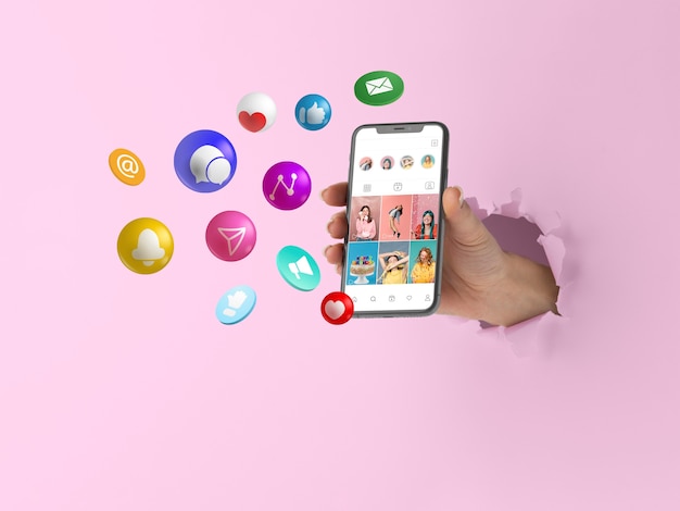 Concetto di social media marketing per il marketing con applicazioni