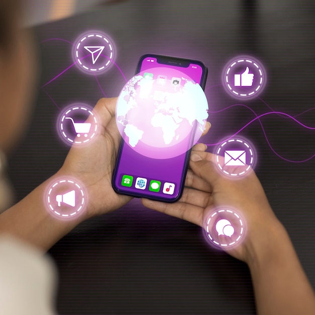 Concetto di social media marketing per il marketing con applicazioni