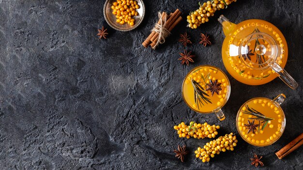 Concetto di tè delizioso e sano con copia spazio