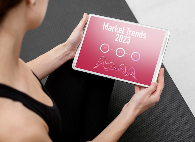 Concetto di tendenze di mercato con tablet