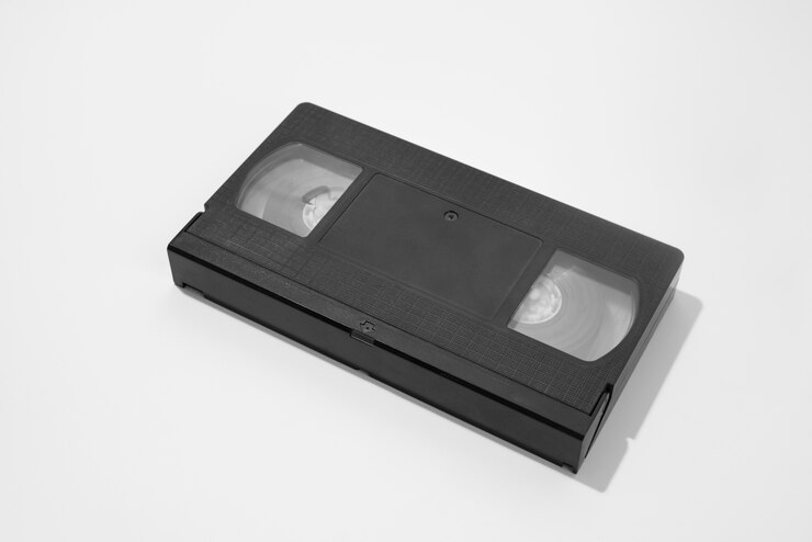 Foto gratuito confezione vhs retrò ad alto angolo