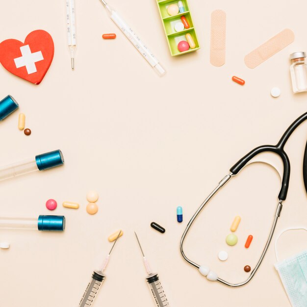 Confine da stetoscopio e farmaci