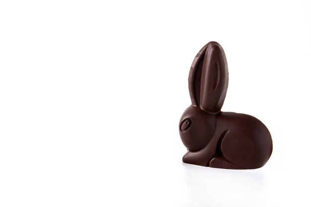 Coniglietto di cioccolato di Pasqua isolato su priorità bassa bianca