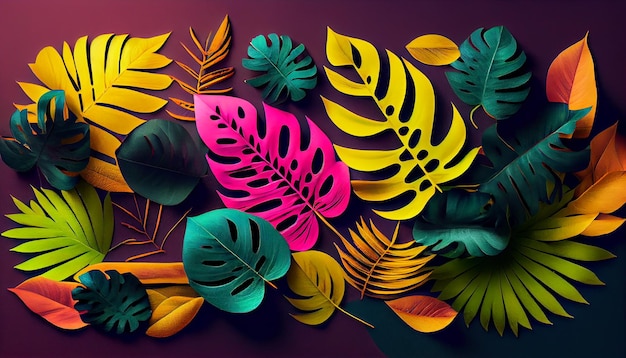 Contesto astratto multicolore della natura Un'illusione tropicale AI generativa