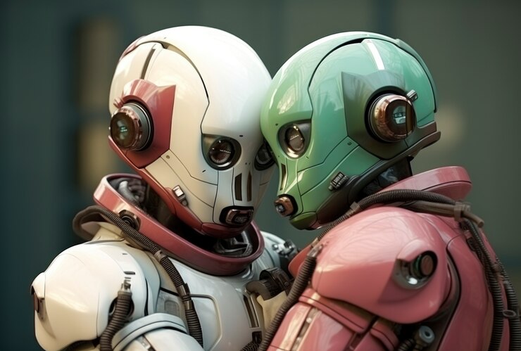 Foto gratuito copertura media coppia romantica futuristica