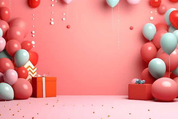 copia lo spazio di un palloncino e uno sfondo di decorazioni regalo