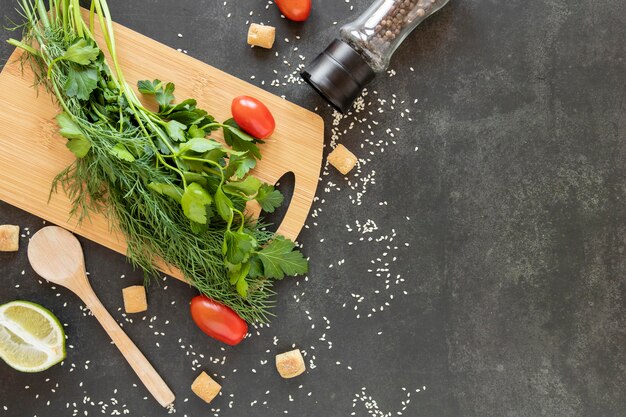 Copia-spazio ingredienti per insalata