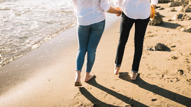 Coppia, camminare, spiaggia