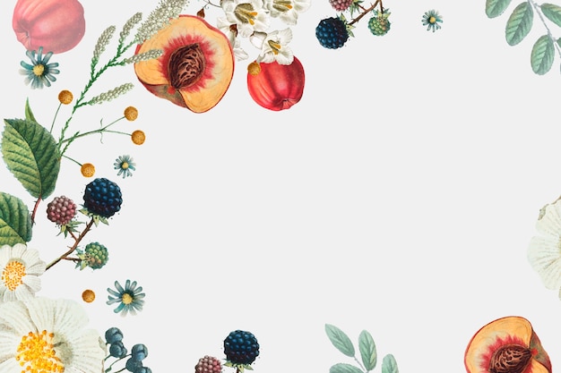 Cornice decorata con fiori e frutta disegnata a mano