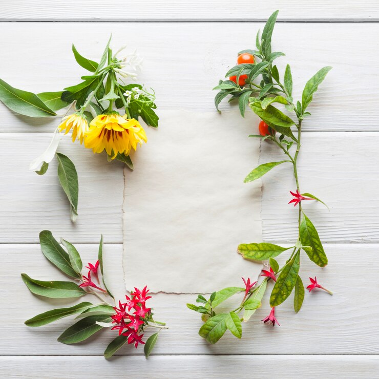 Foto gratuito cornice di fiori intorno carta di carta