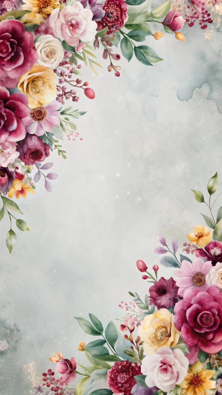 Foto gratuito cornice floreale ad acquerello con spazio per le copie