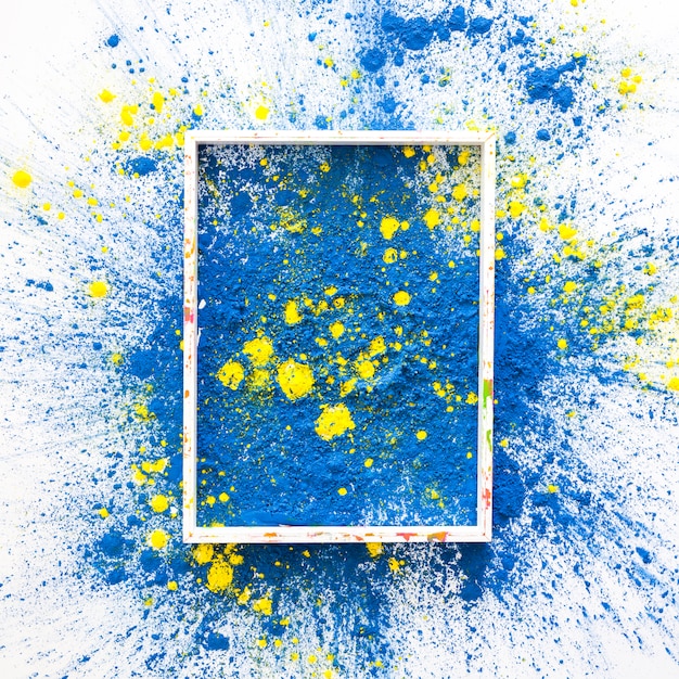 Cornice per foto su colori asciutti brillanti blu e gialli