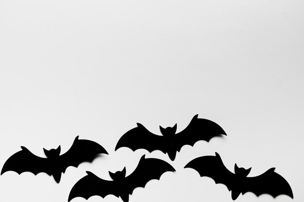 Cornice vista dall'alto con pipistrelli e copia-spazio