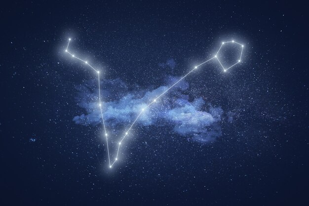 Costellazione del segno dei Pesci con le nuvole