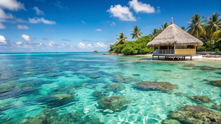 Foto gratuito cotta tropicale sulla spiaggia con acqua turchese