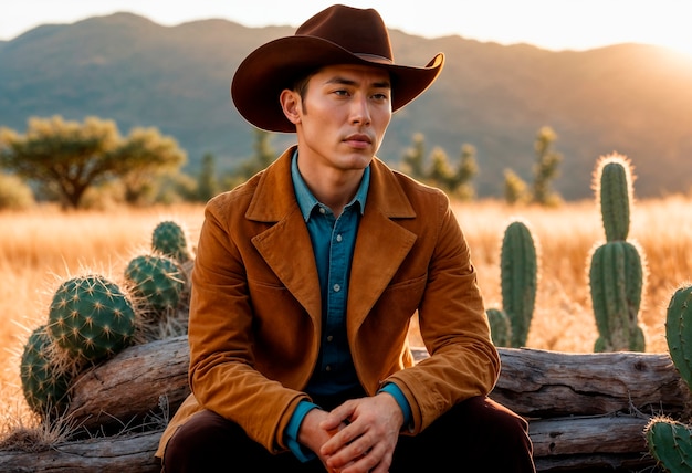 Cowboy in un ambiente fotorealistico