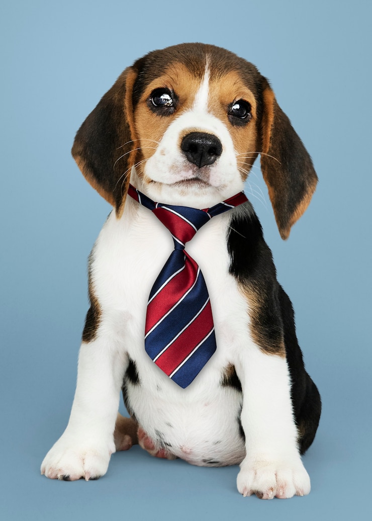 Foto gratuito cravatta da portare del cucciolo di beagle di affari