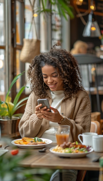 Creatore di contenuti alimentari che filma una varietà di piatti da caricare su Internet