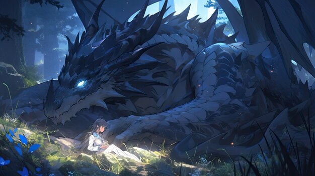 Creatura mitica del drago in stile anime