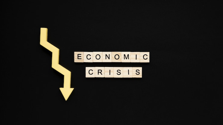 Foto gratuito crisi economica con freccia decrescente