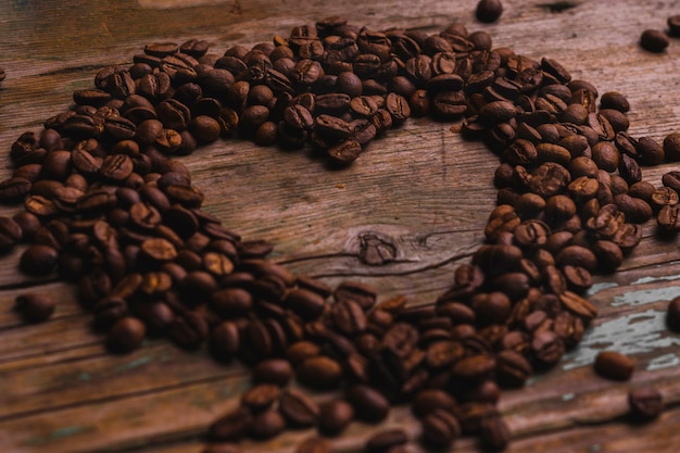 Cuore dai chicchi di caffè