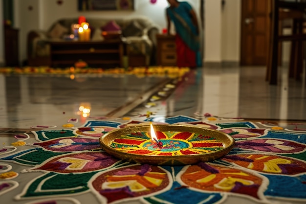 Decorazione delle candele Navratri altamente dettagliata