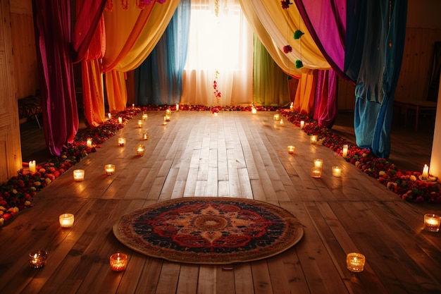 Decorazione Navratri con candele