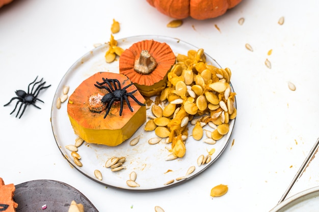 Decorazioni di zucca e ragno per Halloween