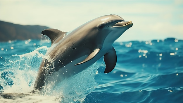 Delfino che salta fuori dall'acqua