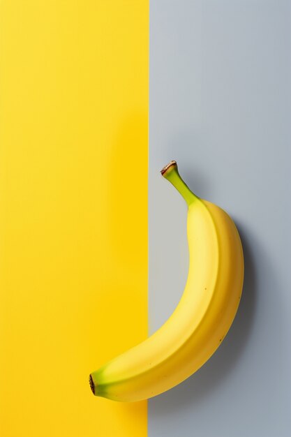 Deliziosa banana nella vista dall'alto dello studio