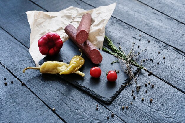 Deliziosa carne con ingredienti