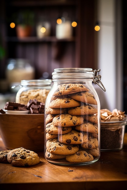 Deliziosa composizione di biscotti con gocce di cioccolato