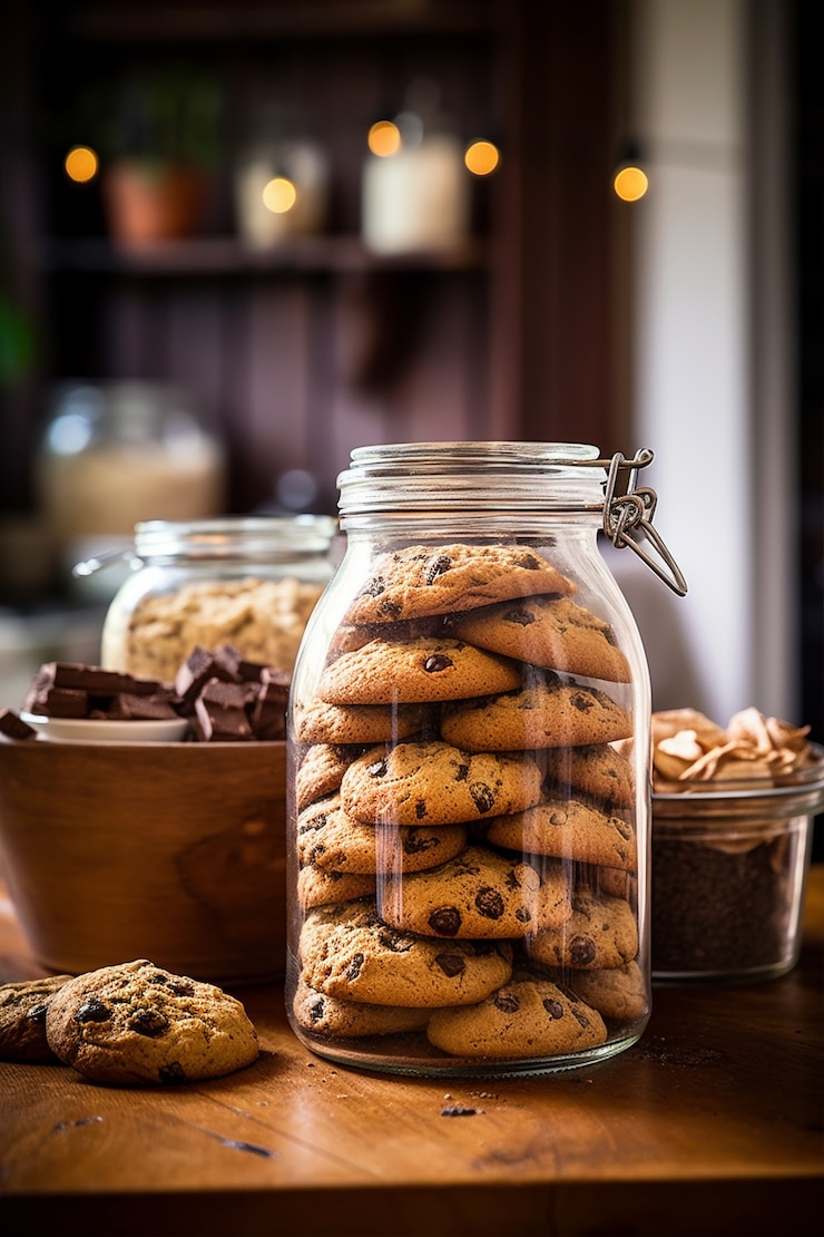 Foto gratuito deliziosa composizione di biscotti con gocce di cioccolato