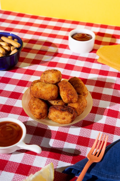 Deliziosa composizione di crocchette fritte