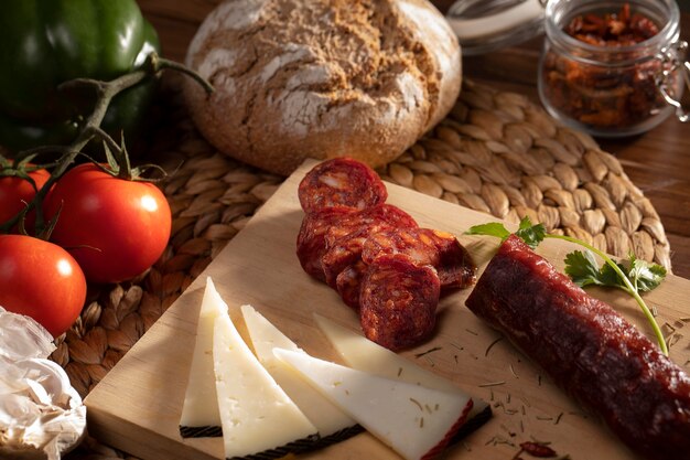 Deliziosa disposizione di chorizo tradizionale