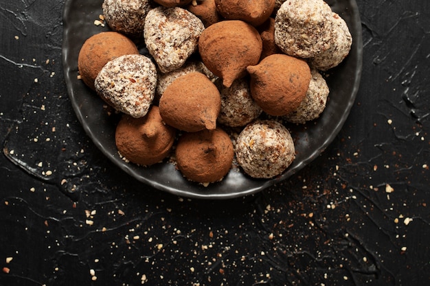 Deliziosa ricetta del tartufo vista dall'alto