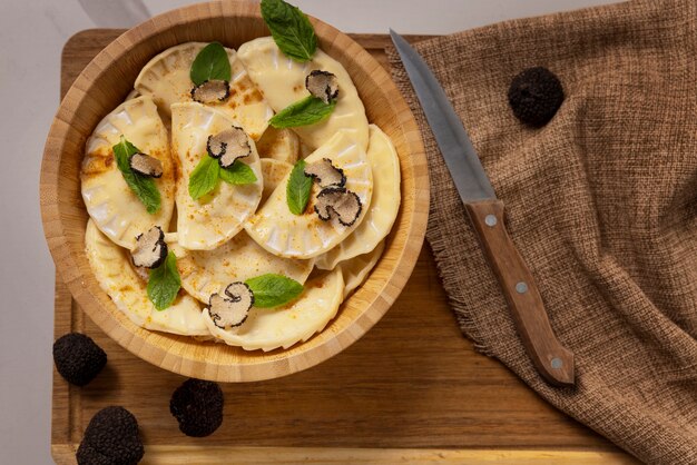 Deliziosa ricetta del tartufo vista dall'alto