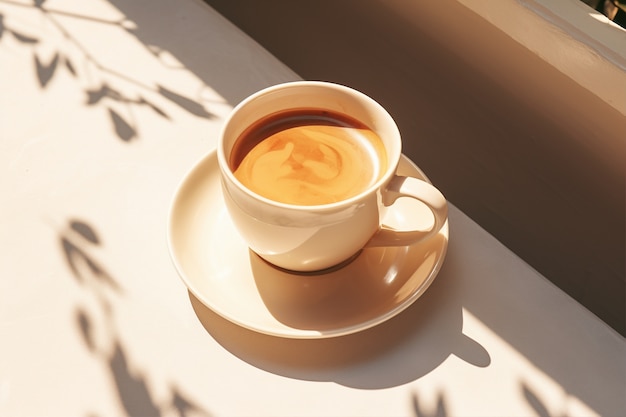 Deliziosa tazza di caffè al chiuso