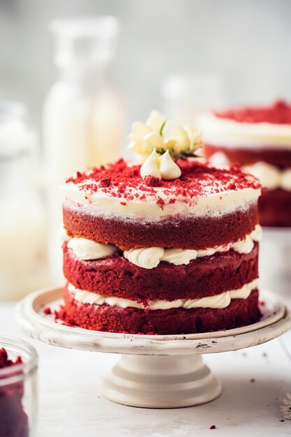 Deliziosa torta con fiori sul supporto