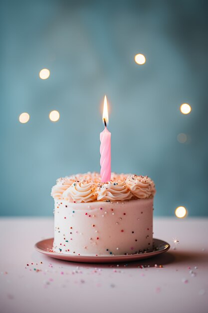 Deliziosa torta di compleanno con candela