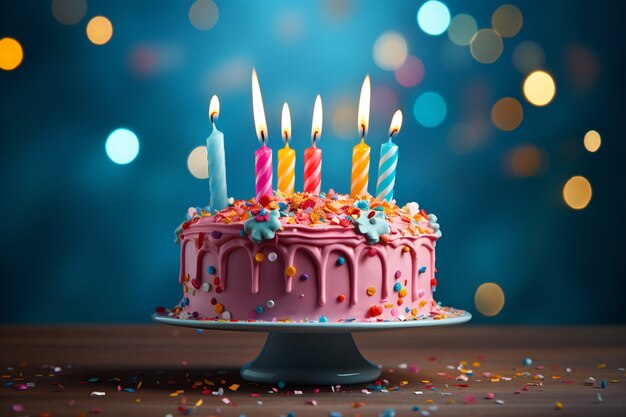 Deliziosa torta di compleanno con candele