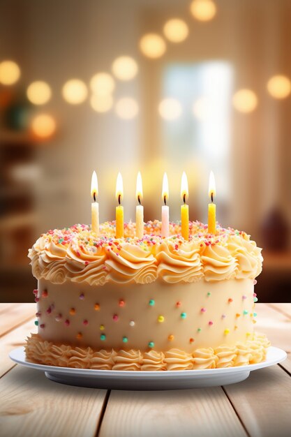 Deliziosa torta di compleanno con candele