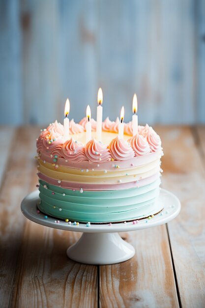 Deliziosa torta di compleanno con candele