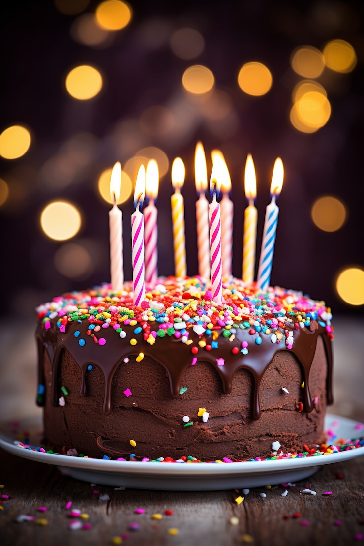 Foto gratuito deliziosa torta di compleanno con candele