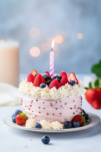 Deliziosa torta di compleanno con candele