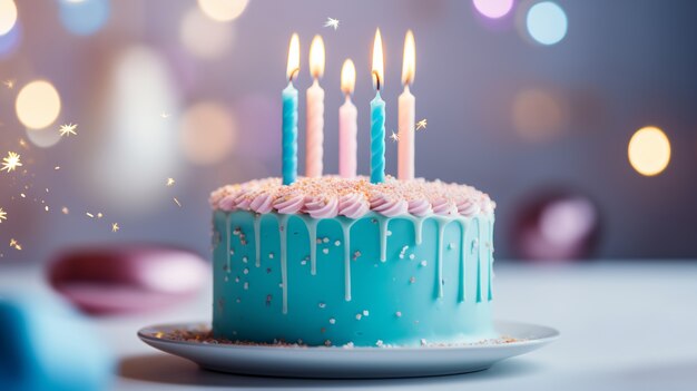 Deliziosa torta di compleanno con candele