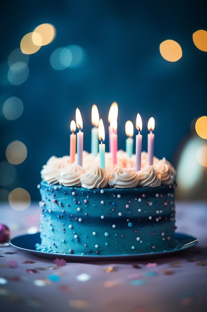 Deliziosa torta di compleanno con candele