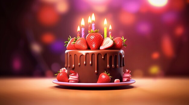 Deliziosa torta di compleanno con sfondo rosso